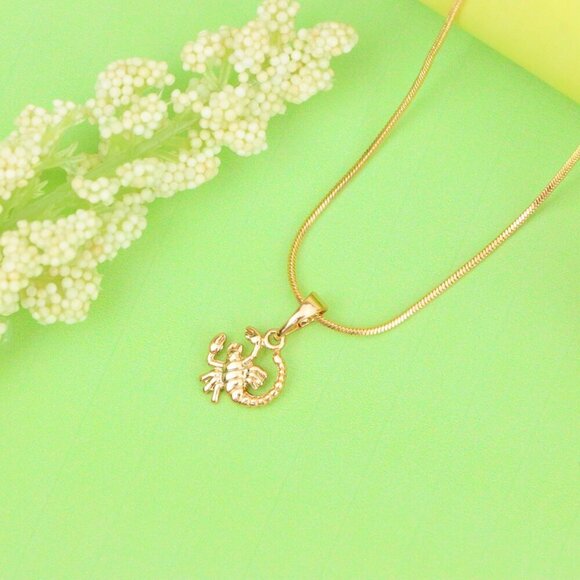 "Rose Gold Scorpio Pendant in Gold Plated Brass Zodiac Charm, XPPT1465 - Picture 13 of 13